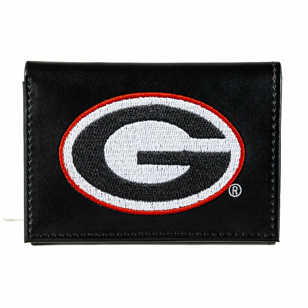 University of Georgia Black Tri-Fold Embroidered Wallet w/ RFID Blocki, Collegiate, Home