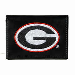 University of Georgia Black Tri-Fold Embroidered Wallet w/ RFID Blocki, Collegiate, Home