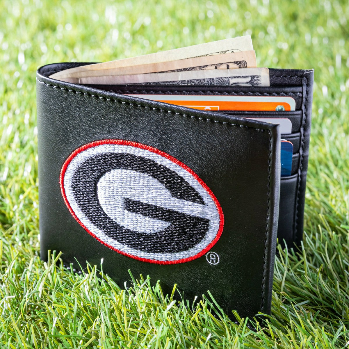University of Georgia Black Bi-Fold Embroidered Wallet w/ RFID Blockin, Collegiate, Home