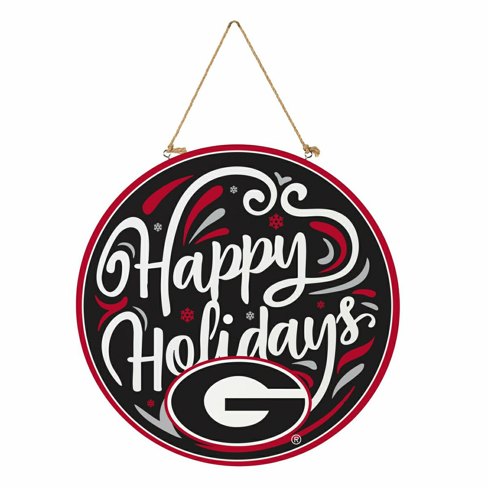 University of Georgia Holiday Round Door Décor with Hanging Rope, 18x1, Collegiate, Home