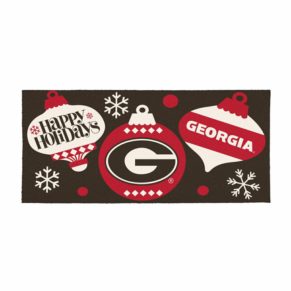 University of Georgia Holiday Flocked Coir Sassafras Switch Mat, 22"x1, Collegiate