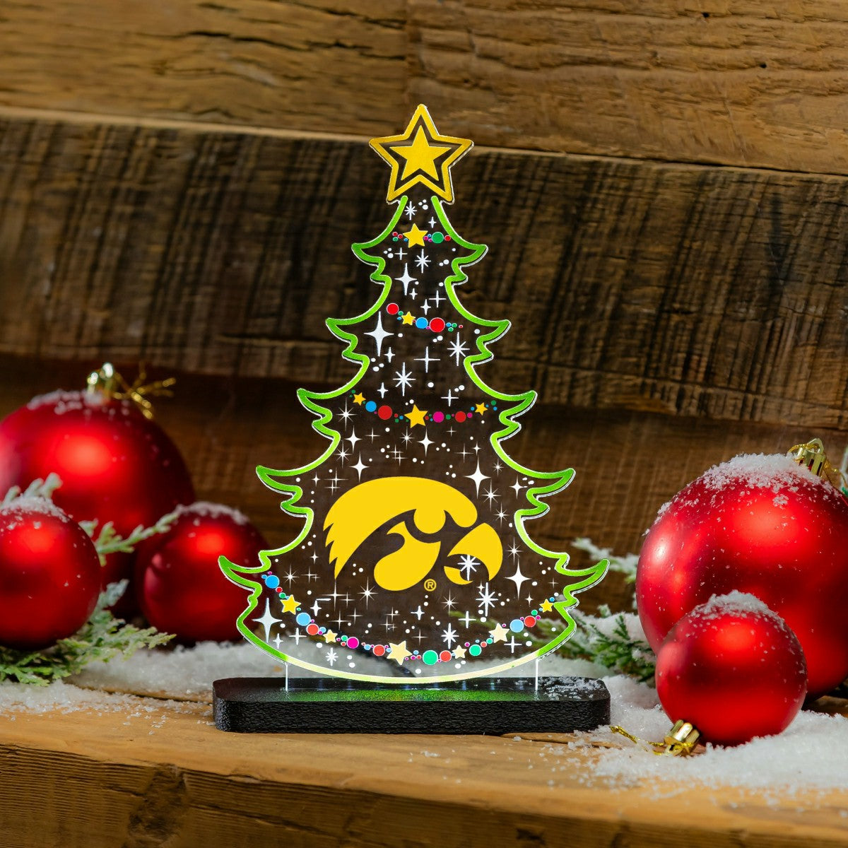 University of Iowa College Holiday Tree Desklite LED Decor, Collegiate, Home