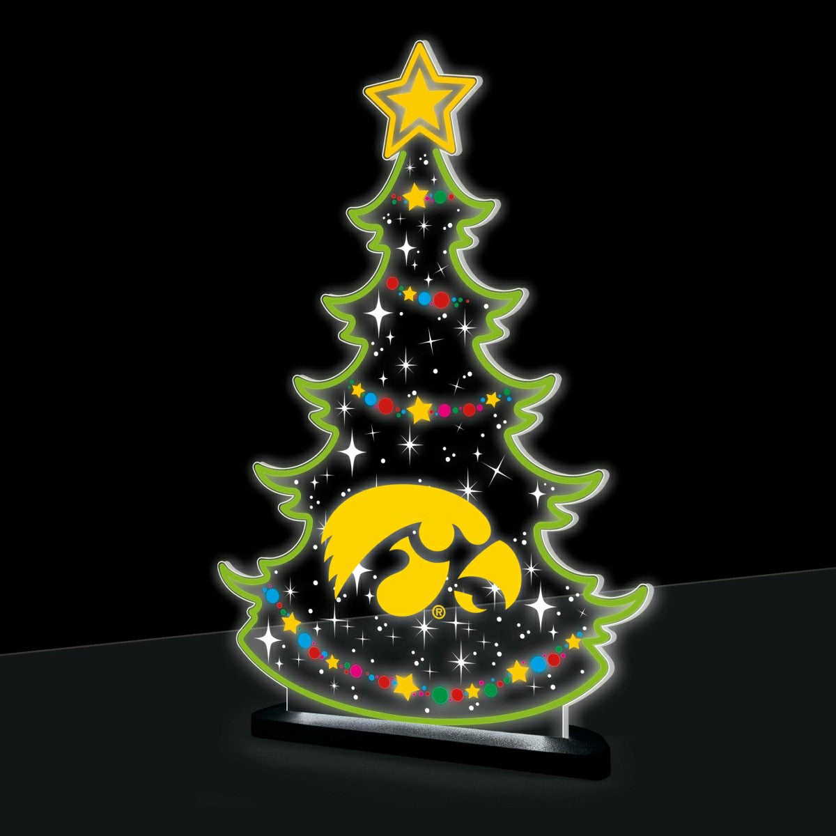 University of Iowa College Holiday Tree Desklite LED Decor, Collegiate, Home