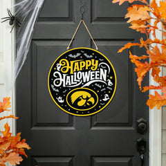 University of Iowa Halloween Round Door Décor with Hanging Rope, 18x18, Collegiate, Home