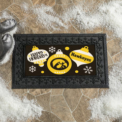 University of Iowa Holiday Flocked Coir Sassafras Switch Mat, 22"x10", Collegiate