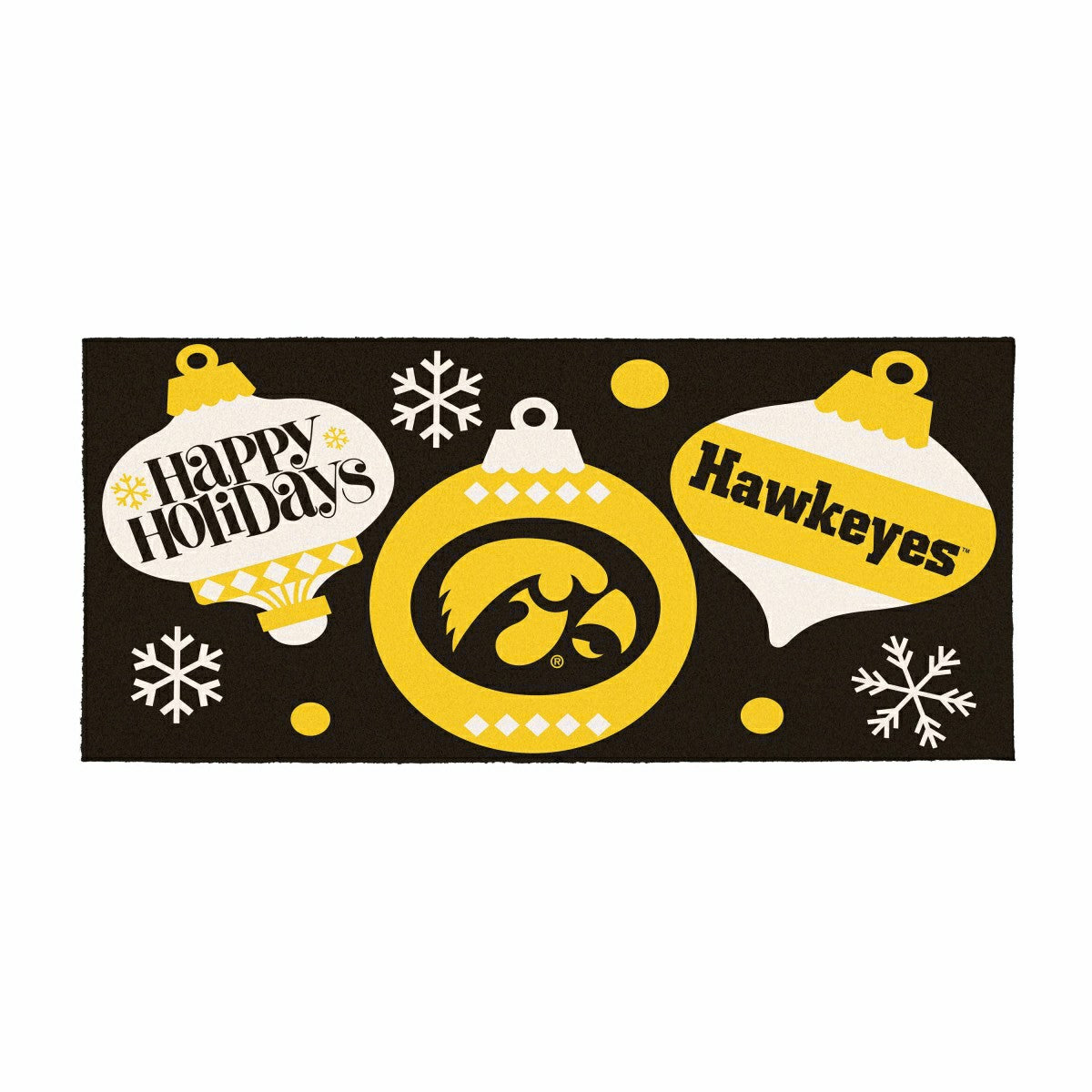 University of Iowa Holiday Flocked Coir Sassafras Switch Mat, 22"x10", Collegiate