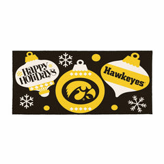 University of Iowa Holiday Flocked Coir Sassafras Switch Mat, 22"x10", Collegiate