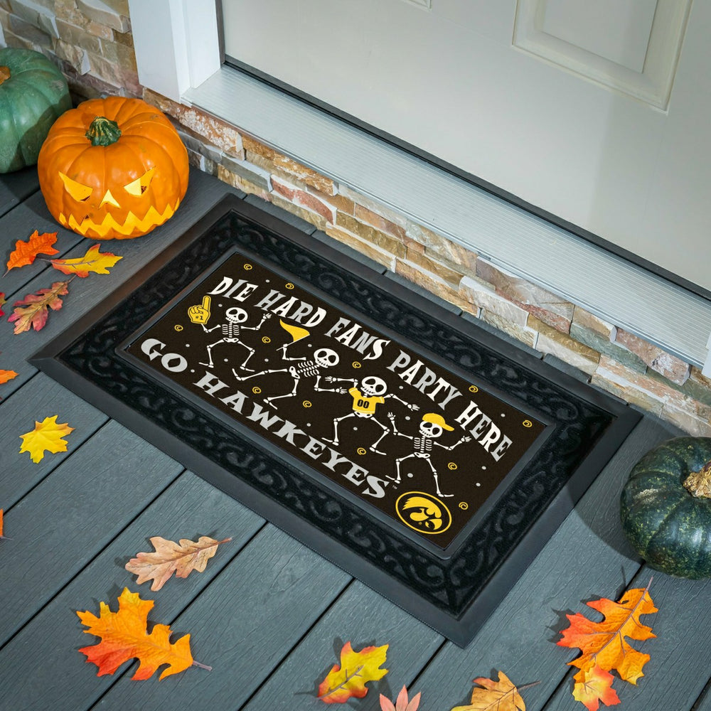 University of Iowa Flocked Coir Halloween Sassafras Switch Mat, 22"x10, Collegiate