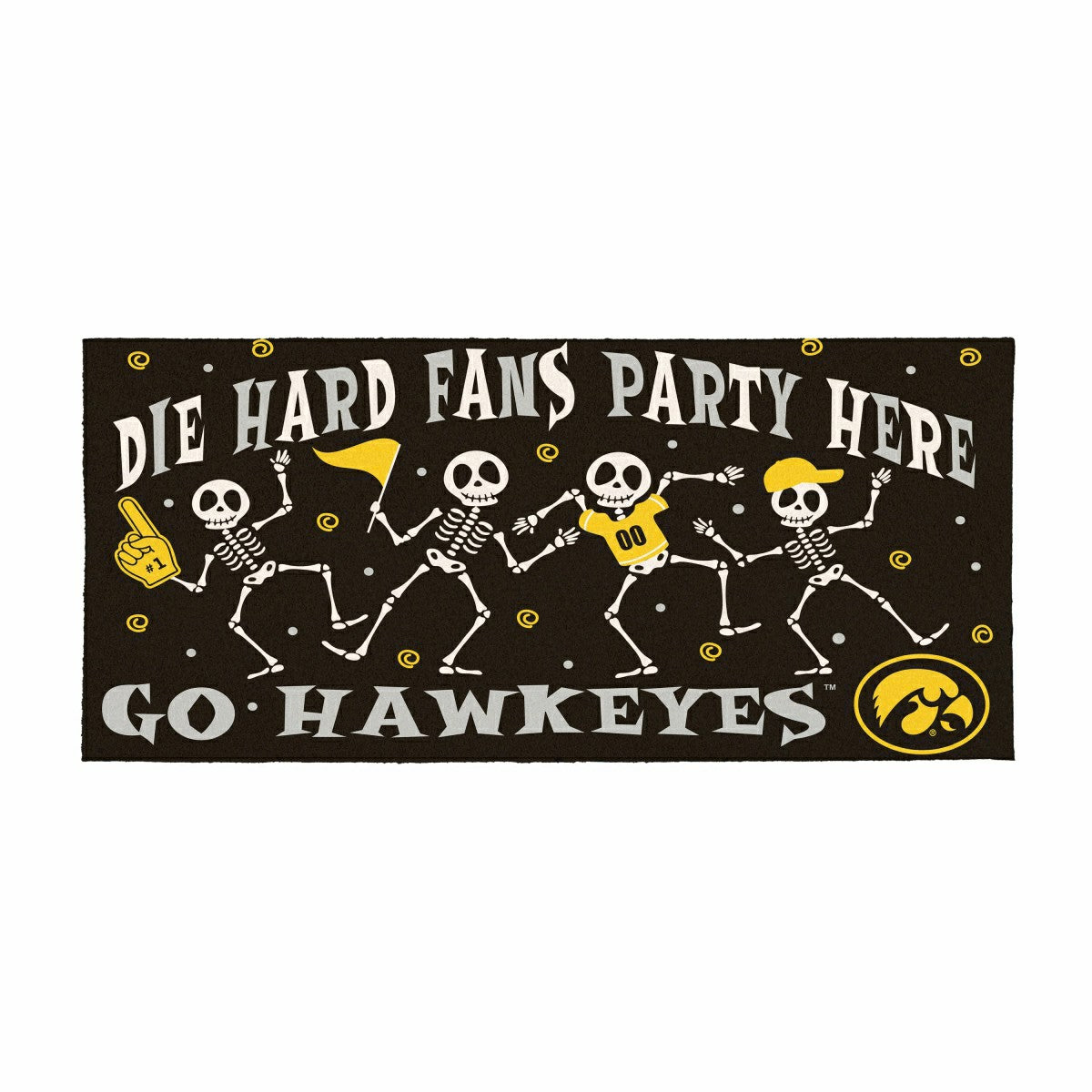 University of Iowa Flocked Coir Halloween Sassafras Switch Mat, 22"x10, Collegiate