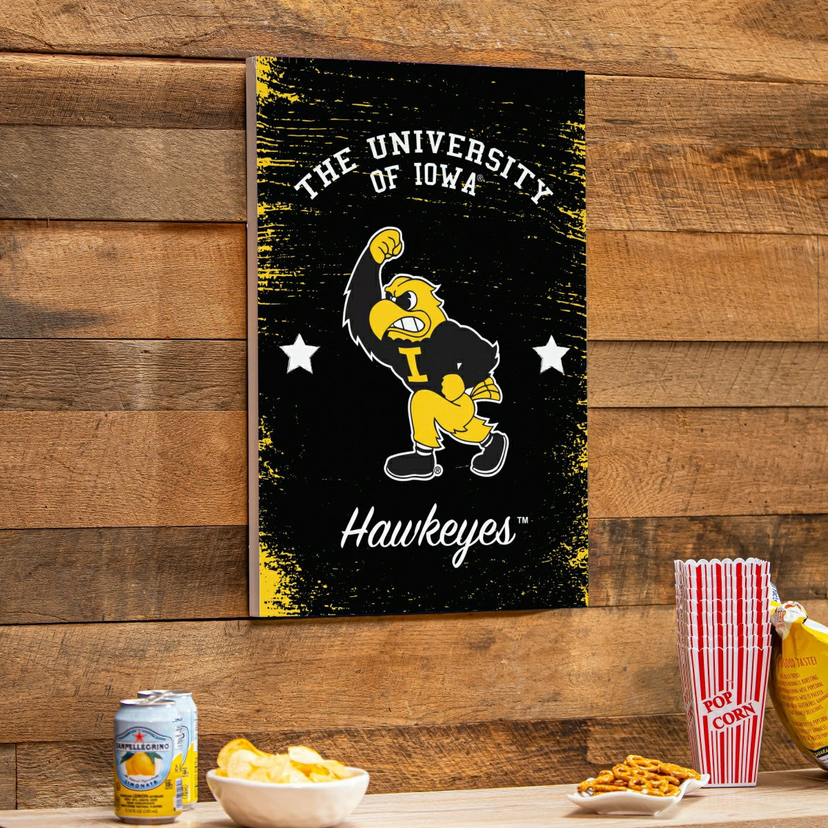 University of Iowa Wood Wall Sign, 16x24, Collegiate, Home