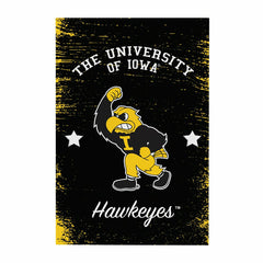 University of Iowa Wood Wall Sign, 16x24, Collegiate, Home