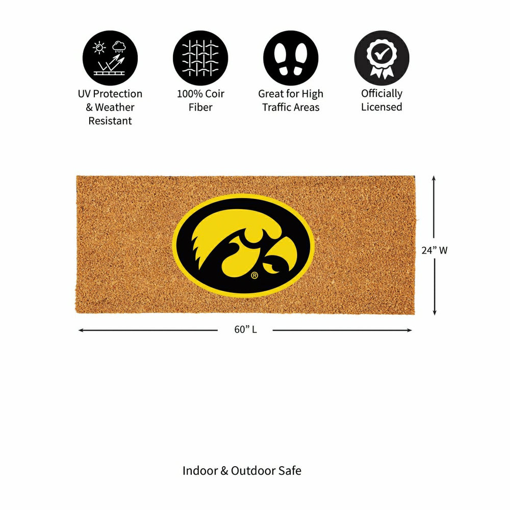 University of Iowa Extra Large Full Color Coir Mat, 60"x24", Collegiate