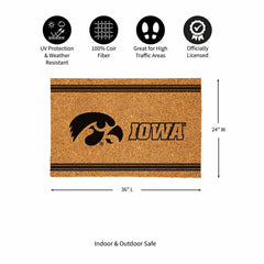 University of Iowa Large One Color Coir Mat, 36"x24", Collegiate