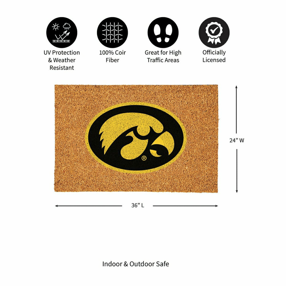 University of Iowa Large Full Color Coir Mat, 36"x24", Collegiate