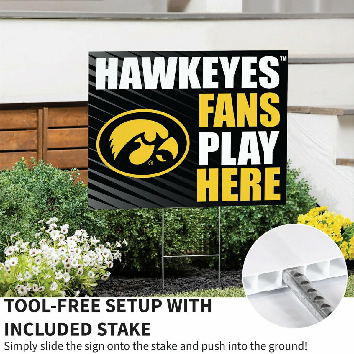 University of Iowa Coroplast Yard Sign "Fans Play Here", Collegiate, Home