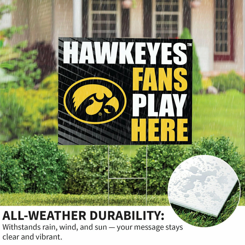 University of Iowa Coroplast Yard Sign "Fans Play Here", Collegiate, Home