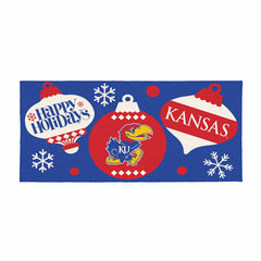 University of Kansas Holiday Flocked Coir Sassafras Switch Mat, 22"x10, Collegiate