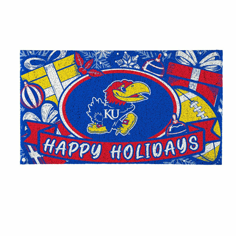 University of Kansas Holiday PVC Mat, 28"x16", Collegiate