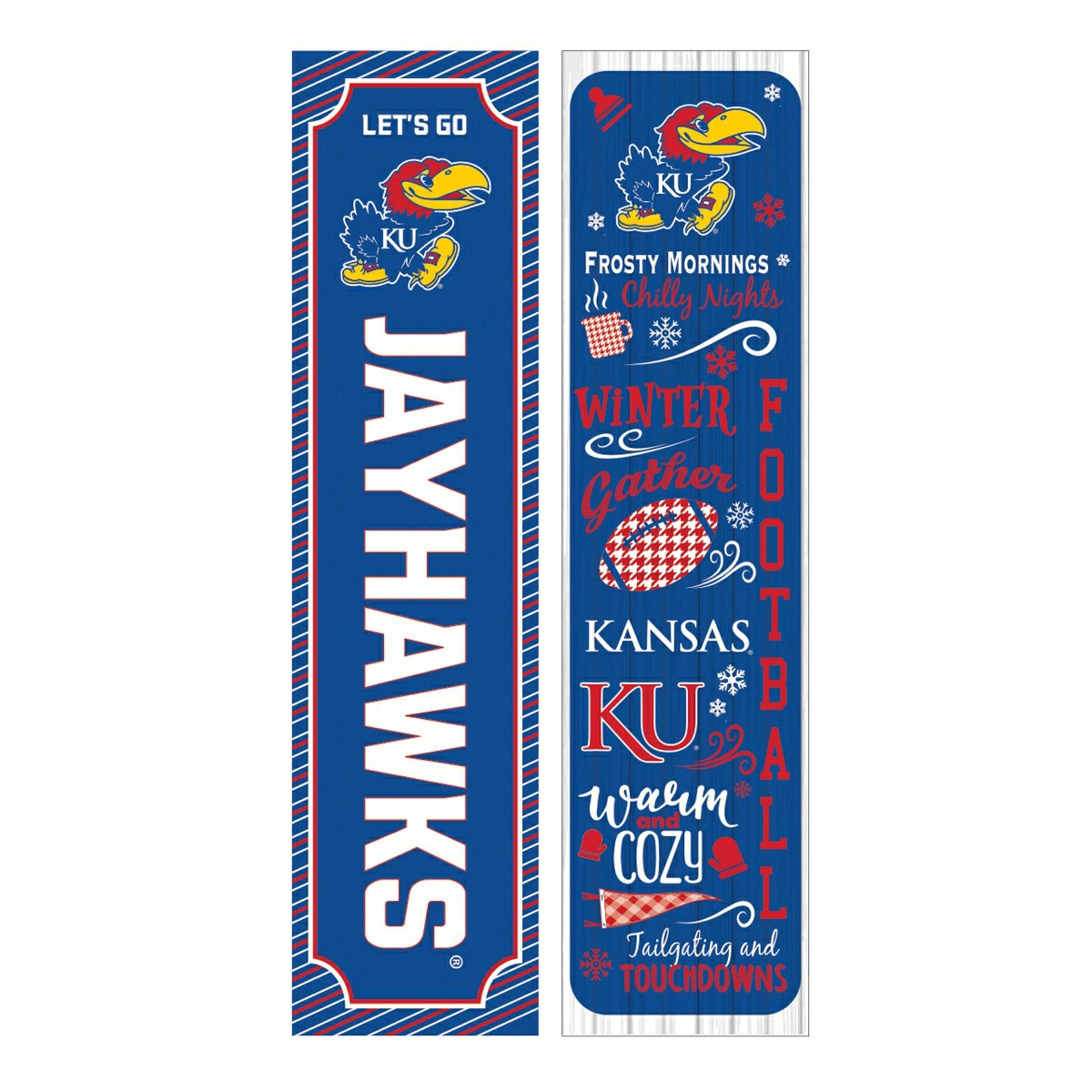 46" Double Sided Leaner, University of Kansas, Winter Seasonal, Collegiate, Home