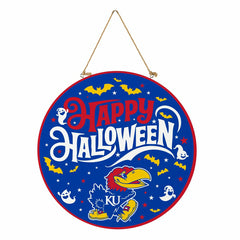 University of Kansas Halloween Round Door Décor with Hanging Rope, 18x, Collegiate, Home