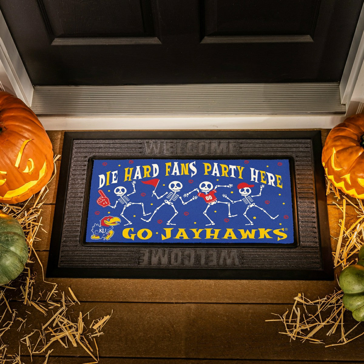 University of Kansas Flocked Coir Halloween Sassafras Switch Mat, 22"x, Collegiate