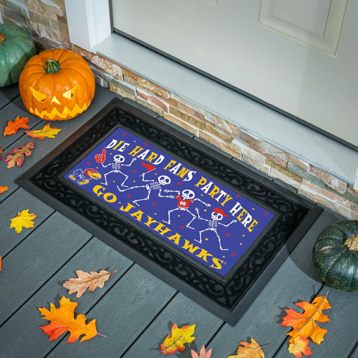 University of Kansas Flocked Coir Halloween Sassafras Switch Mat, 22"x, Collegiate