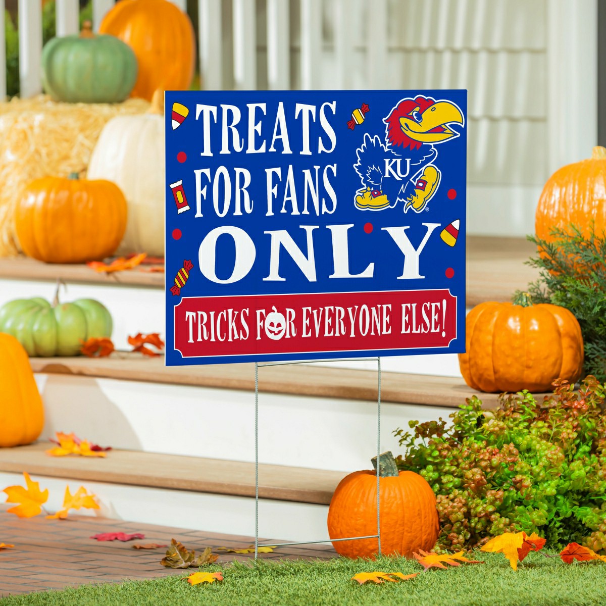 University of Kansas Yard Sign, Halloween Treats for Fans, Collegiate, Home