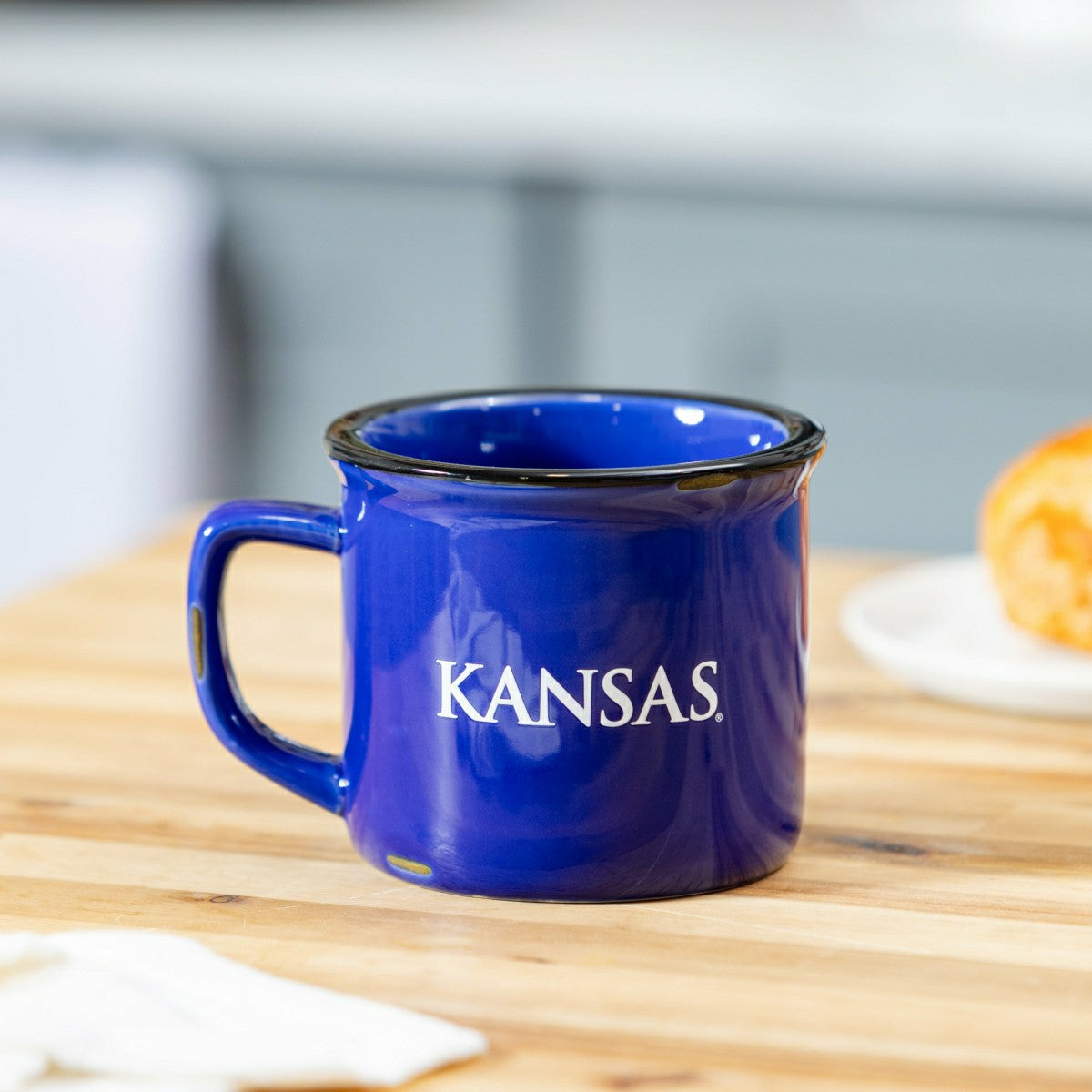University of Kansas Ceramic Camp Cup with Enamel Finish, 14oz, Collegiate, Home