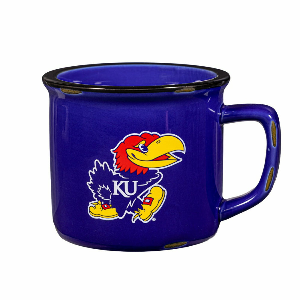 University of Kansas Ceramic Camp Cup with Enamel Finish, 14oz, Collegiate, Home