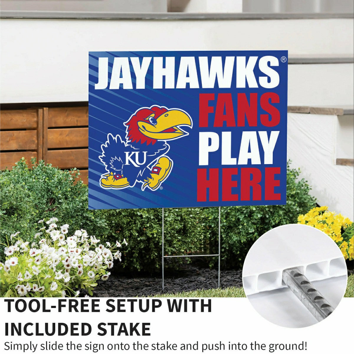University of Kansas Coroplast Yard Sign "Fans Play Here", Collegiate, Home