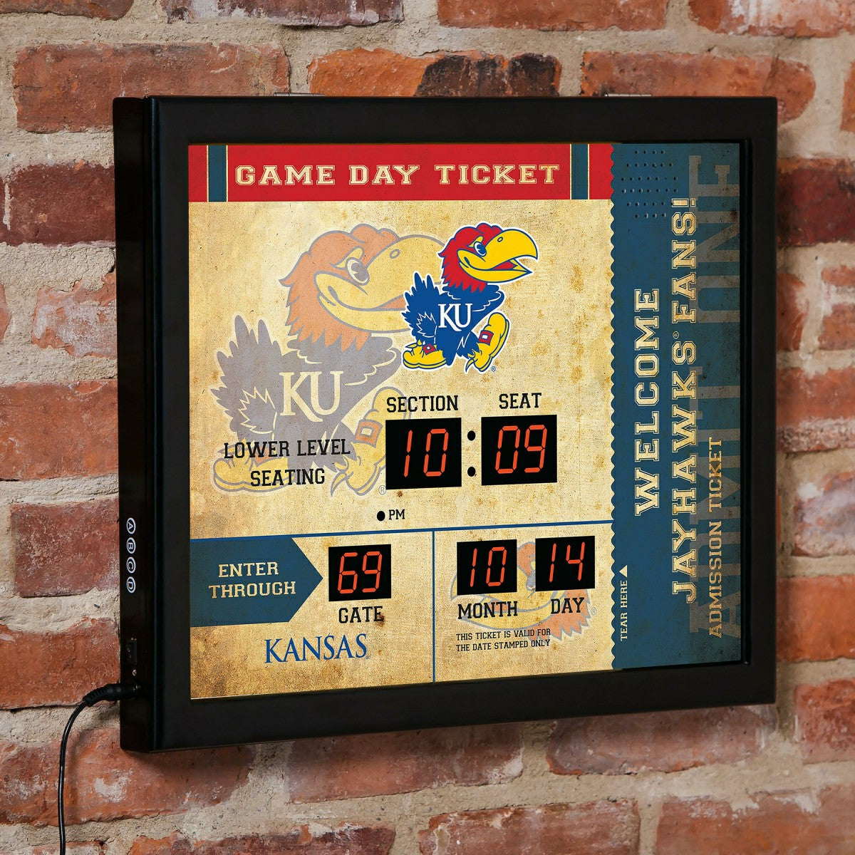 Scoreboard Wall Clock, Univ. of Kansas, Collegiate, Home