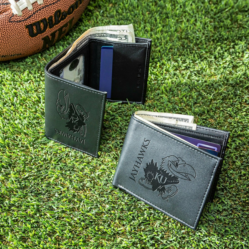 University of Kansas, Bi-Fold and Tri-Fold Wallet Gift Set, Black, Collegiate, Home