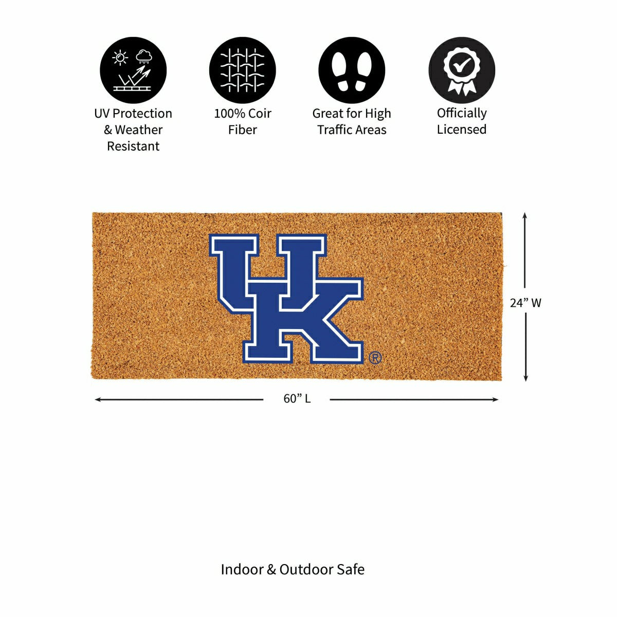 University of Kentucky Extra Large Full Color Coir Mat, 60"x24", Collegiate