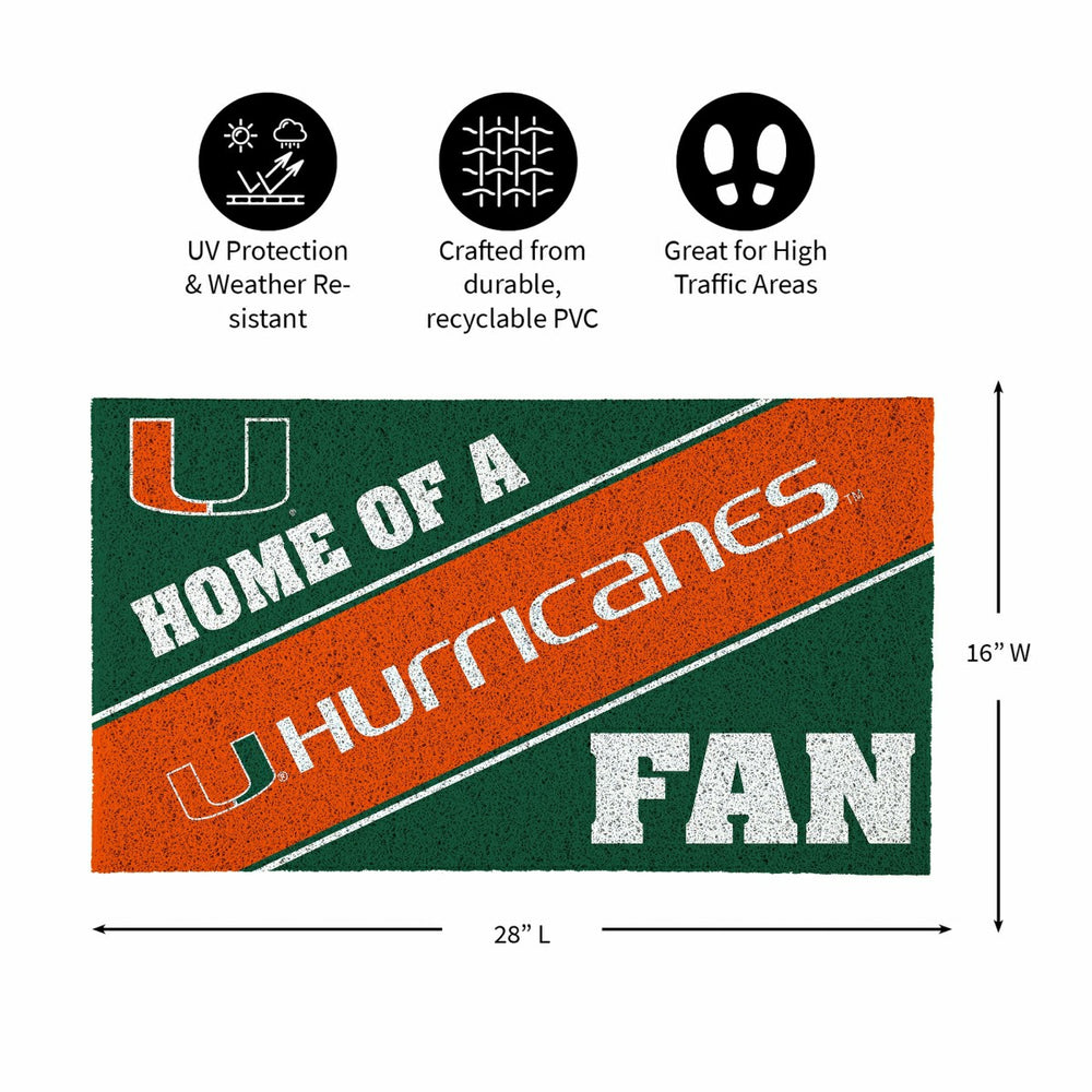 University of Miami, PVC Mat COLOR, Home of a Fan, Collegiate
