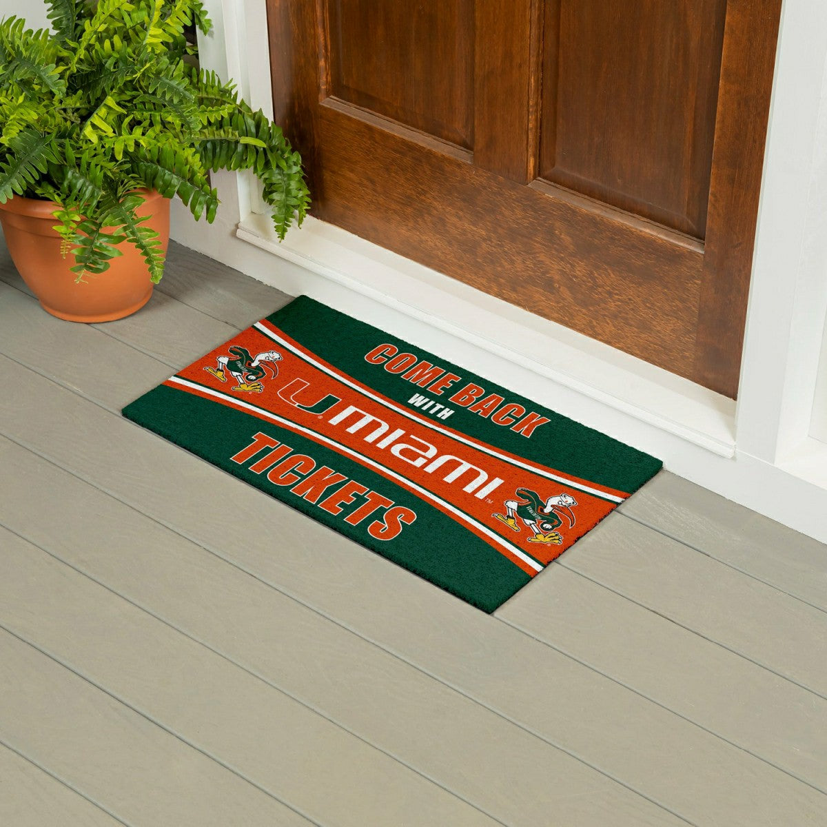 28" x 16" PVC Trapper Mat, Come Back with Tickets, University of Miami, Collegiate