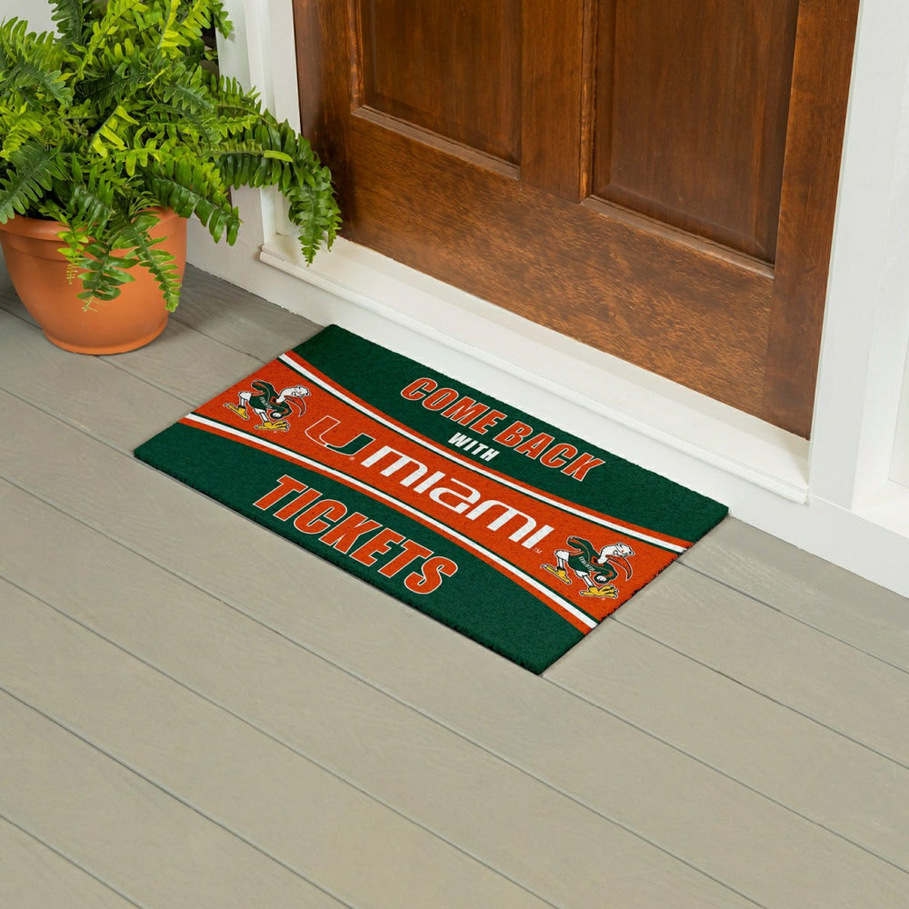 28" x 16" PVC Trapper Mat, Come Back with Tickets, University of Miami, Collegiate