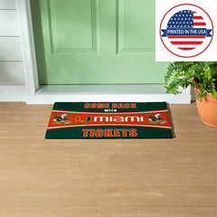 28" x 16" PVC Trapper Mat, Come Back with Tickets, University of Miami, Collegiate
