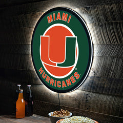 LED Wall Decor, Round, University of Miami, Collegiate, Home