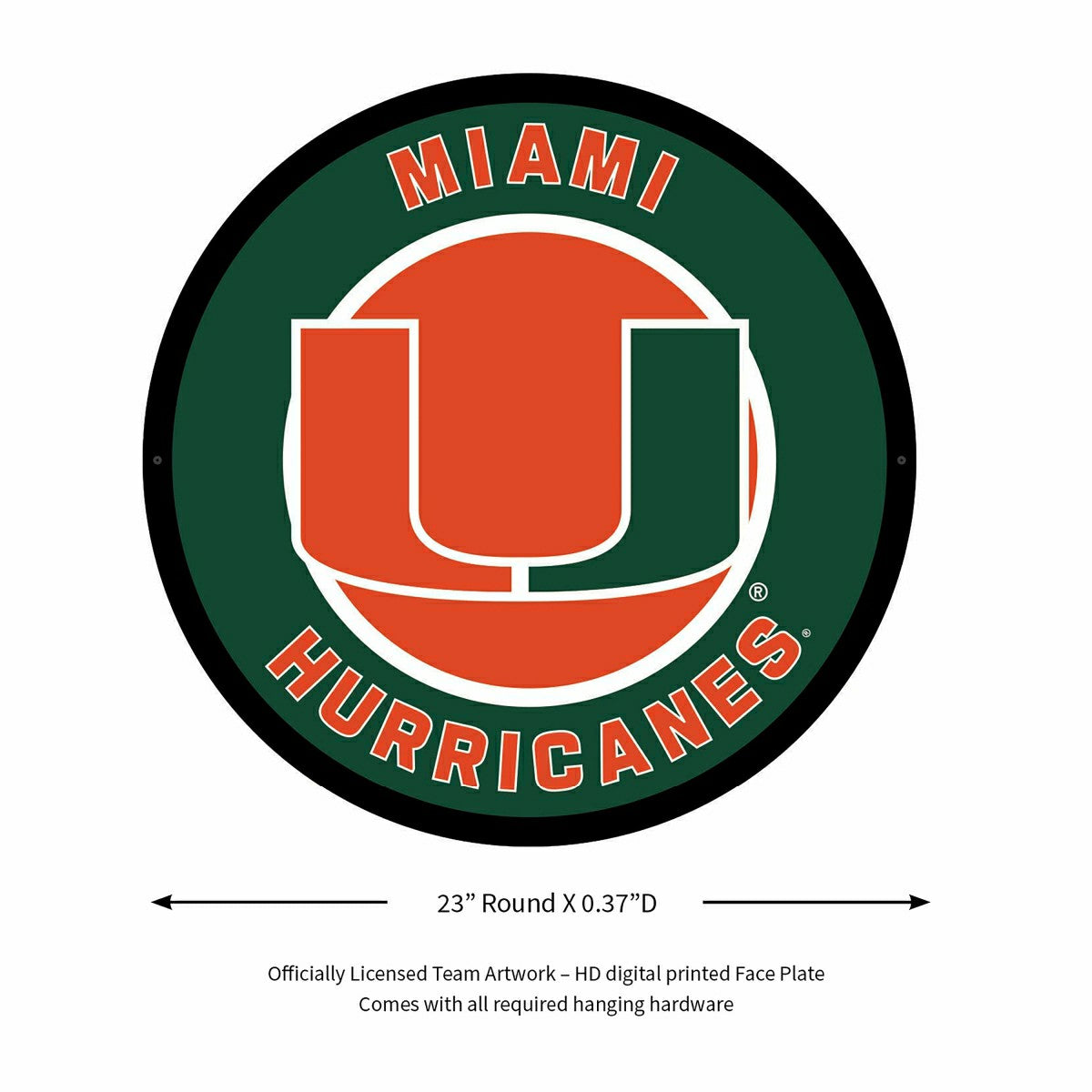 LED Wall Decor, Round, University of Miami, Collegiate, Home