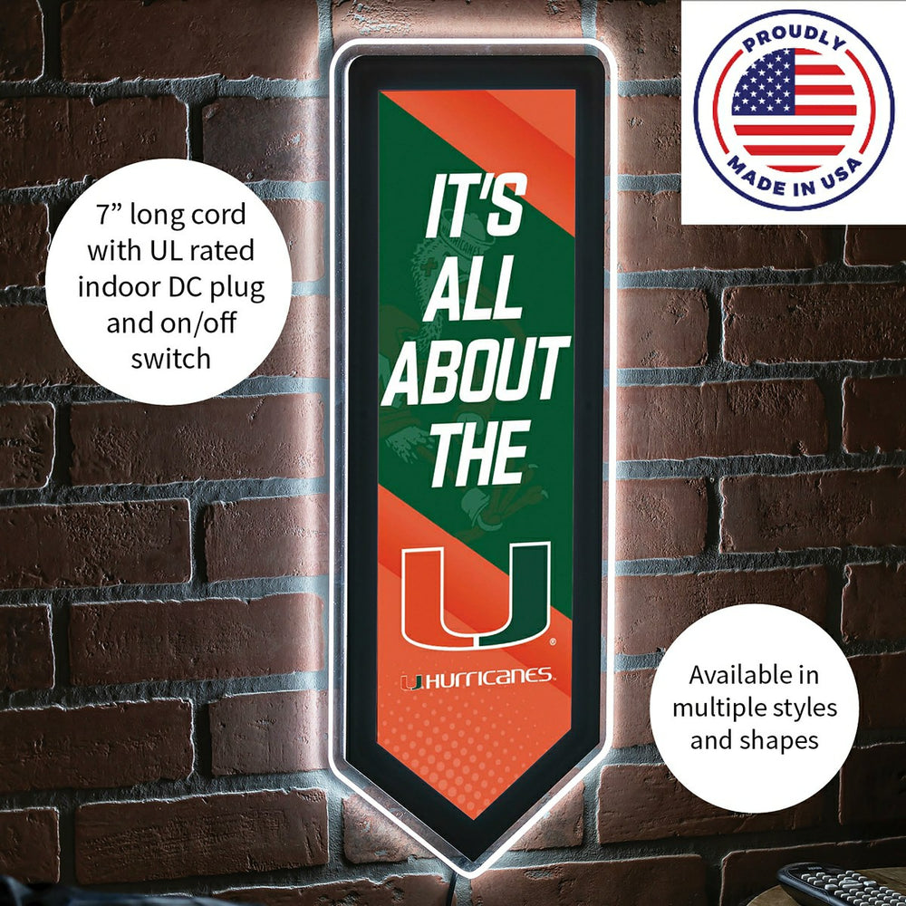LED Wall Decor, Pennant, University of Miami, Collegiate, Home