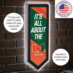 LED Wall Decor, Pennant, University of Miami, Collegiate, Home