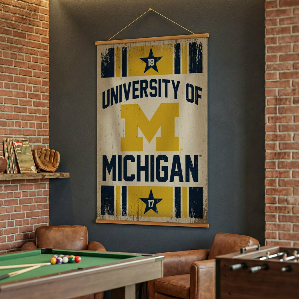 University Of Michigan, Canvas Wall Tapestry, Large, 54x36, Collegiate, Home