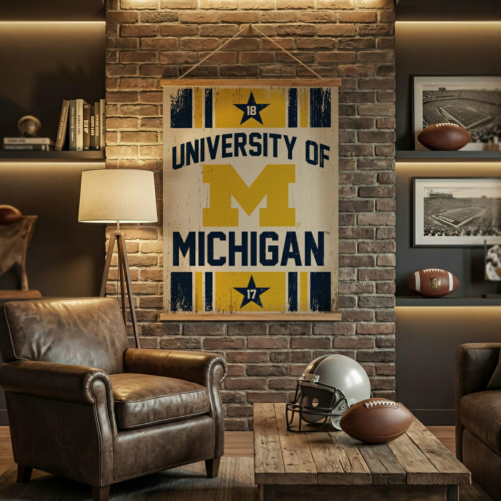 University Of Michigan, Canvas Wall Tapestry, Large, 54x36, Collegiate, Home