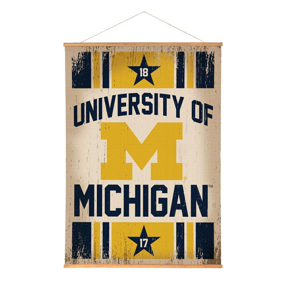 University Of Michigan, Canvas Wall Tapestry, Large, 54x36, Collegiate, Home