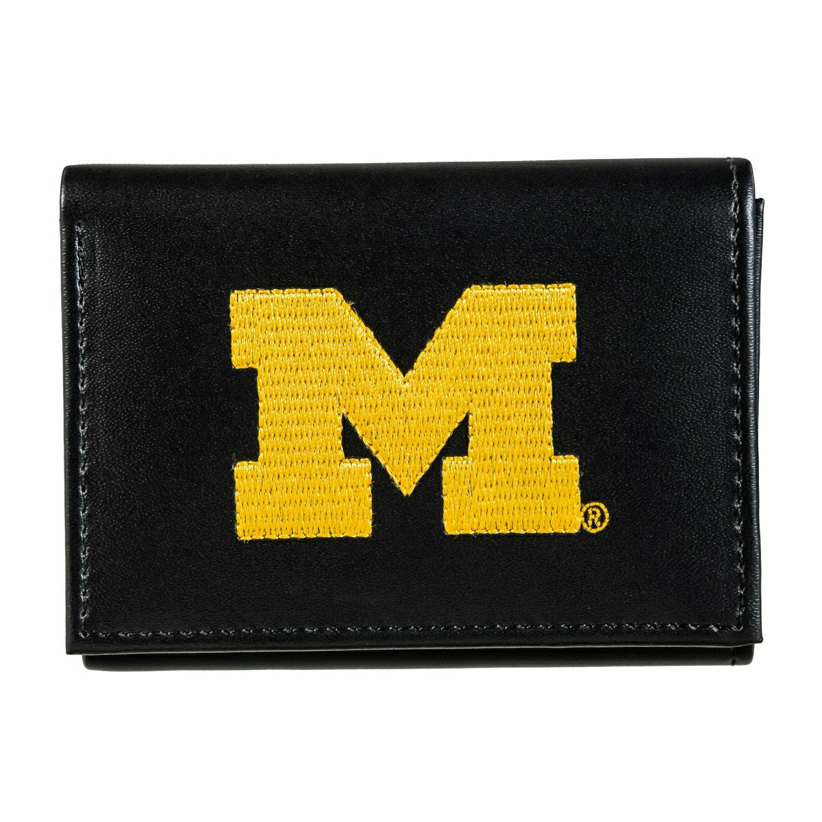 University Of Michigan Black Tri-Fold Embroidered Wallet w/ RFID Blocking, Collegiate, Home