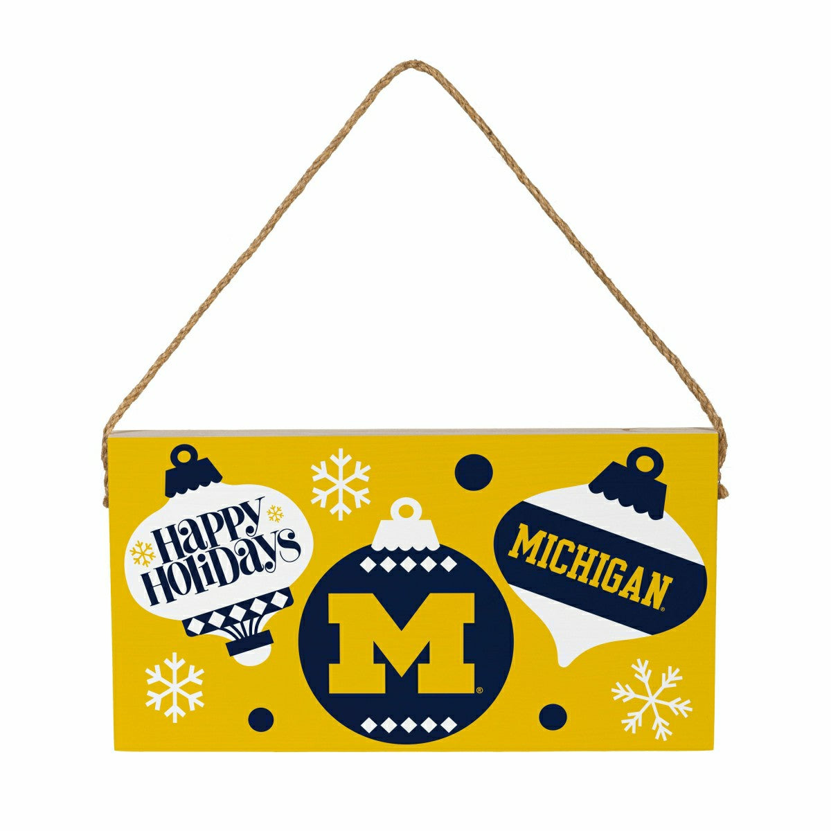 University Of Michigan Holiday Wood Wall Sign, 6x11, Collegiate, Home