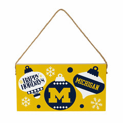 University Of Michigan Holiday Wood Wall Sign, 6x11, Collegiate, Home