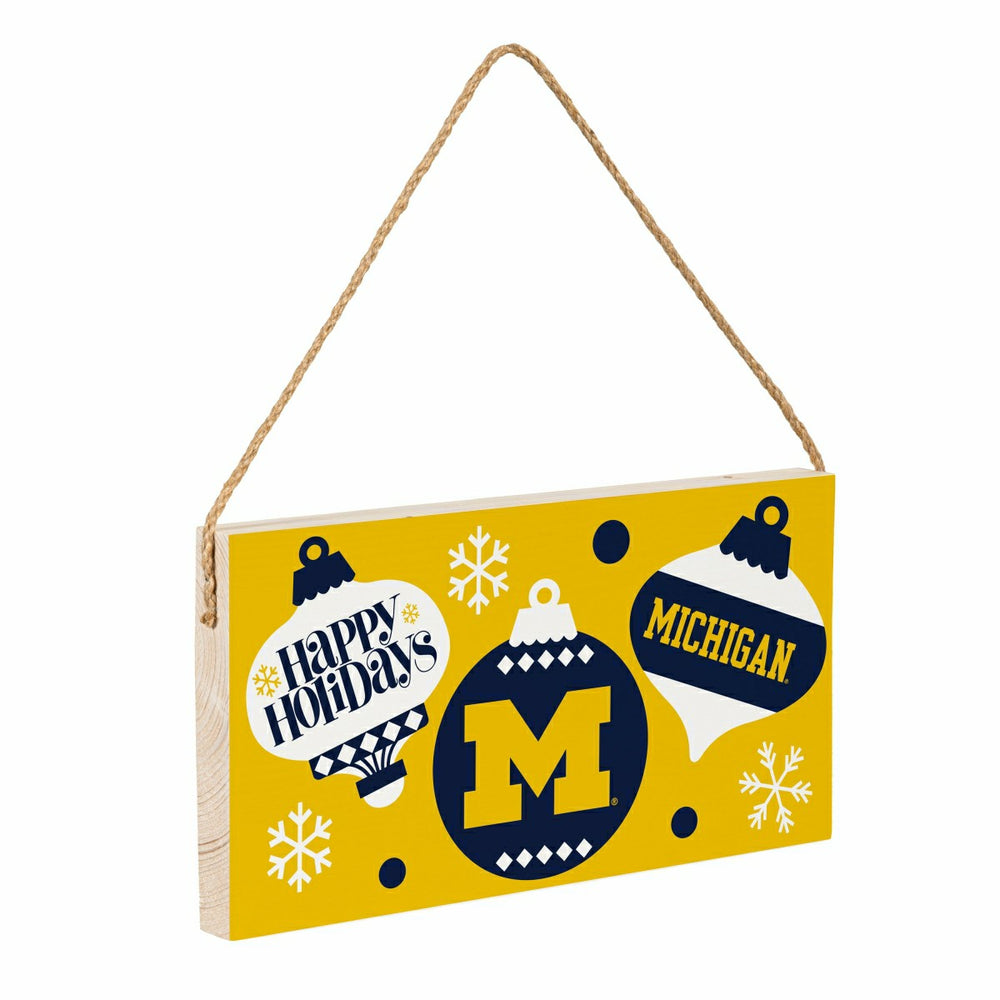 University Of Michigan Holiday Wood Wall Sign, 6x11, Collegiate, Home