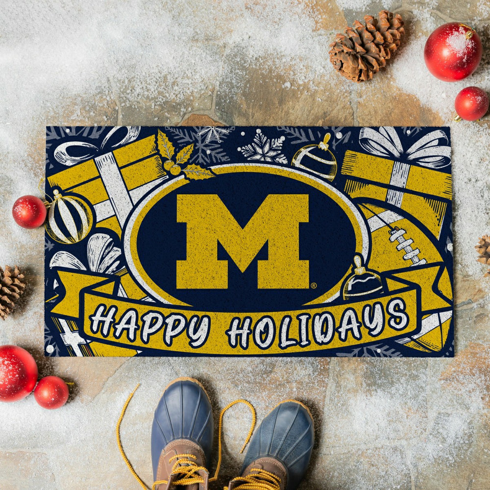 University Of Michigan Holiday PVC Mat, 28"x16", Collegiate