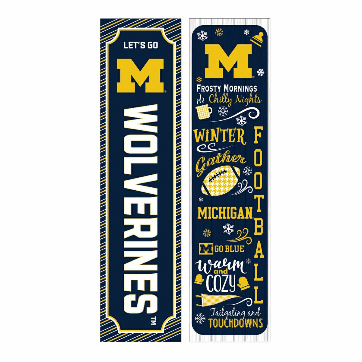 46" Double Sided Leaner, University Of Michigan, Winter Seasonal, Collegiate, Home